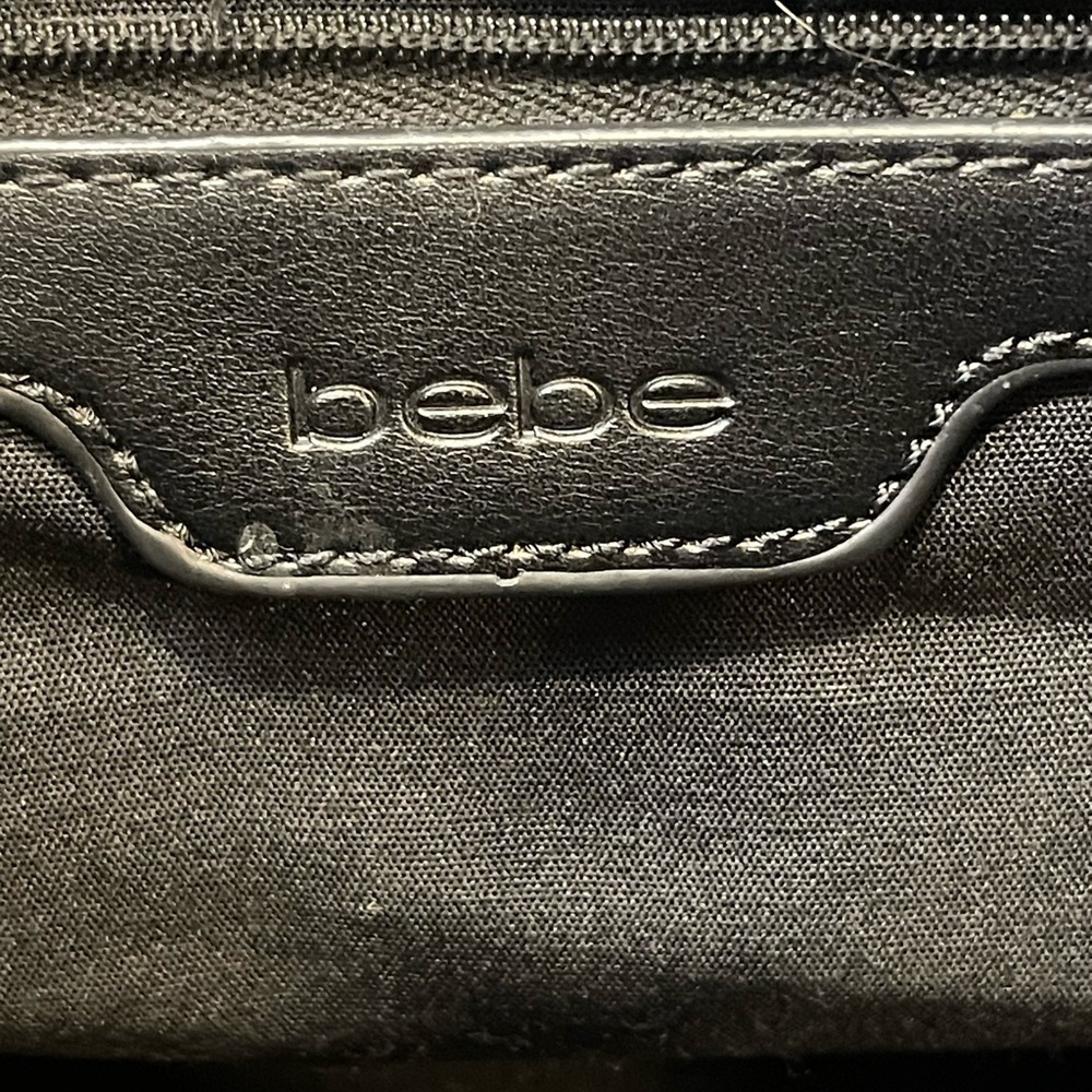 Bebe Women's Black Floral Tote Bag Gold Logo - Picture 9 of 9